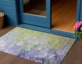 3 X 5 Artichoke Green Purple And Lilac Abstract Washable Indoor Outdoor Area Rug