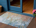 3 X 5 Copper Blue And Artichoke Green Abstract Washable Indoor Outdoor Area Rug