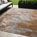 5 X 8 Terra Cotta Gray And Silver Abstract Washable Indoor Outdoor Area Rug