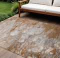 10 X 14 Terra Cotta Gray And Silver Abstract Washable Indoor Outdoor Area Rug