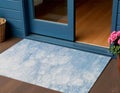 3 X 5 Sky Blue Denim Blue And Silver Abstract Washable Indoor Outdoor Area Rug