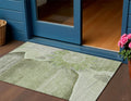 3 X 5 Artichoke Green And Gray Floral Washable Indoor Outdoor Area Rug