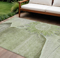 9 X 12 Artichoke Green And Gray Floral Washable Indoor Outdoor Area Rug