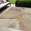 5 X 8 Brown Beige And Taupe Floral Washable Indoor Outdoor Area Rug