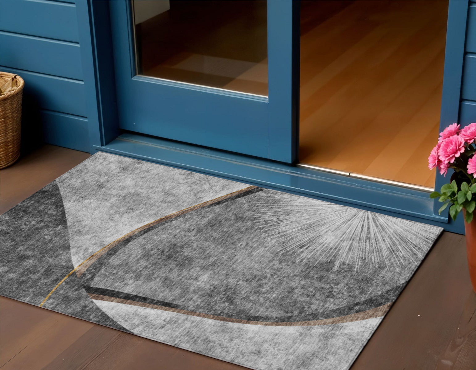 3 X 5 Gray Chocolate And Silver Abstract Washable Indoor Outdoor Area Rug