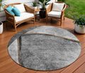8 Gray Chocolate And Silver Round Abstract Washable Indoor Outdoor Area Rug