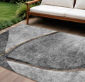 8 X 10 Gray Chocolate And Silver Abstract Washable Indoor Outdoor Area Rug