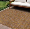 8 X 10 Copper Beige And Taupe Floral Washable Indoor Outdoor Area Rug