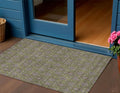 3 X 5 Olive Green Beige And Taupe Floral Washable Indoor Outdoor Area Rug