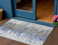3 X 5 Blue Gray And Silver Abstract Washable Indoor Outdoor Area Rug