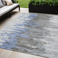 5 X 8 Blue Gray And Silver Abstract Washable Indoor Outdoor Area Rug