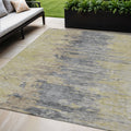 5 X 8 Pewter Silver And Gray Abstract Washable Indoor Outdoor Area Rug