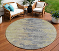 8 Pewter Silver And Gray Round Abstract Washable Indoor Outdoor Area Rug