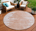 8 Terra Cotta Salmon And Copper Round Abstract Washable Indoor Outdoor Area Rug
