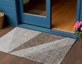 3 X 5 Gray Silver And Taupe Geometric Washable Indoor Outdoor Area Rug