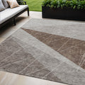 5 X 8 Gray Silver And Taupe Geometric Washable Indoor Outdoor Area Rug