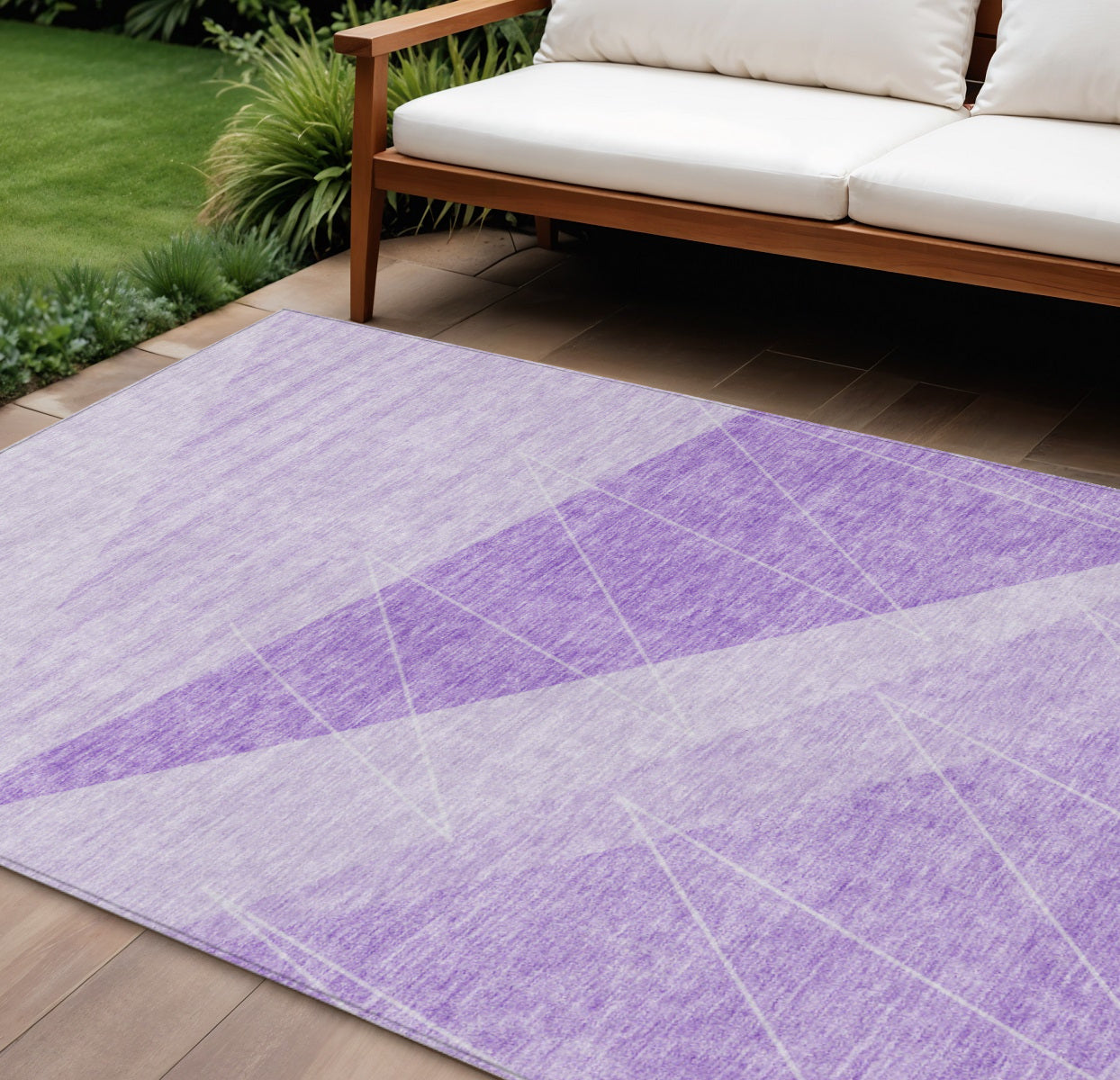 10 X 14 Lavender And Purple Geometric Washable Indoor Outdoor Area Rug
