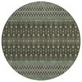 8 Brown Green And Olive Green Round Tribal Washable Indoor Outdoor Area Rug