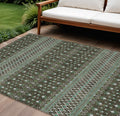 10 X 14 Brown Green And Olive Green Tribal Washable Indoor Outdoor Area Rug