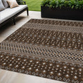 5 X 8 Chocolate Taupe And Copper Tribal Washable Indoor Outdoor Area Rug