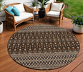 8 Chocolate Taupe And Copper Round Tribal Washable Indoor Outdoor Area Rug