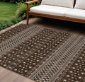 9 X 12 Chocolate Taupe And Copper Tribal Washable Indoor Outdoor Area Rug