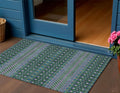 3 X 5 Green Blue And Purple Tribal Washable Indoor Outdoor Area Rug