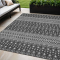 5 X 8 Gray Silver And Charcoal Tribal Washable Indoor Outdoor Area Rug