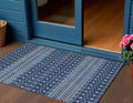 3 X 5 Navy Blue And Denim Blue Tribal Washable Indoor Outdoor Area Rug