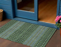3 X 5 Olive Green And Blue Tribal Washable Indoor Outdoor Area Rug