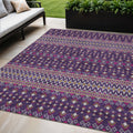 5 X 8 Purple Pink And Yellow Tribal Washable Indoor Outdoor Area Rug