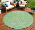 8 Green And Mint Green Round Tribal Washable Indoor Outdoor Area Rug
