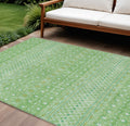 10 X 14 Green And Mint Green Tribal Washable Indoor Outdoor Area Rug