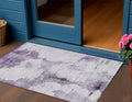 3 X 5 Purple Lavender And Gray Abstract Washable Indoor Outdoor Area Rug