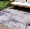 8 X 10 Purple Lavender And Gray Abstract Washable Indoor Outdoor Area Rug