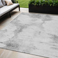 5 X 8 Silver Gray And Pewter Abstract Washable Indoor Outdoor Area Rug
