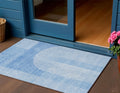 3 X 5 Sky Blue And Denim Blue Geometric Washable Indoor Outdoor Area Rug