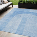 5 X 8 Sky Blue And Denim Blue Geometric Washable Indoor Outdoor Area Rug
