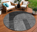 8 Charcoal Gray And Silver Round Geometric Washable Indoor Outdoor Area Rug