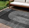9 X 12 Charcoal Gray And Silver Geometric Washable Indoor Outdoor Area Rug