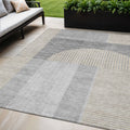 5 X 8 Silver Gray And Beige Geometric Washable Indoor Outdoor Area Rug