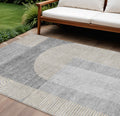 8 X 10 Silver Gray And Beige Geometric Washable Indoor Outdoor Area Rug