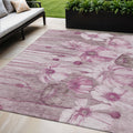 5 X 8 Plum Mauve And Pink Floral Washable Indoor Outdoor Area Rug