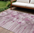 10 X 14 Plum Mauve And Pink Floral Washable Indoor Outdoor Area Rug