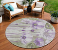 8 Purple And Lavender Round Floral Washable Indoor Outdoor Area Rug
