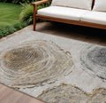 9 X 12 Taupe Gray And Brown Abstract Washable Indoor Outdoor Area Rug