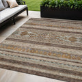 5 X 8 Chocolate And Gray Southwestern Washable Indoor Outdoor Area Rug
