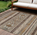 9 X 12 Chocolate And Gray Southwestern Washable Indoor Outdoor Area Rug