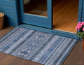 3 X 5 Navy Blue And Denim Blue Southwestern Washable Indoor Outdoor Area Rug