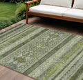 10 X 14 Olive Green And Artichoke Green Southwestern Washable Indoor Outdoor Area Rug